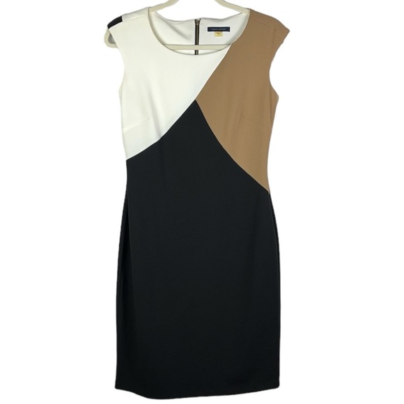 Tommy Hilfiger sleeveless color block bodycon career dress Sz 4 - Picture 1 of 11